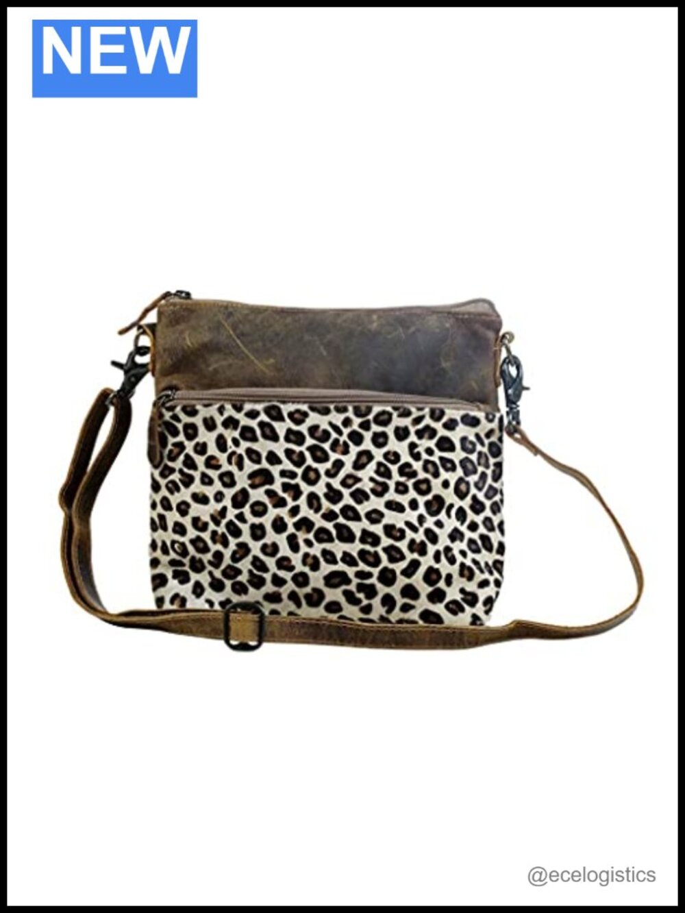 Genuine Cowhide Hairon Leopard Print Crossbody Hobo Bag Handmade Women's Purse